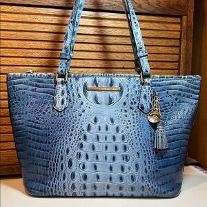 Brahmin Med. Asher Melbourne Embossed Leather Tote bag, blues Marina la Scala